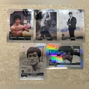 All 5 Bruce Lee Dragon 2024 Silver Chrome Refractor MMA Movie Cards BV $50